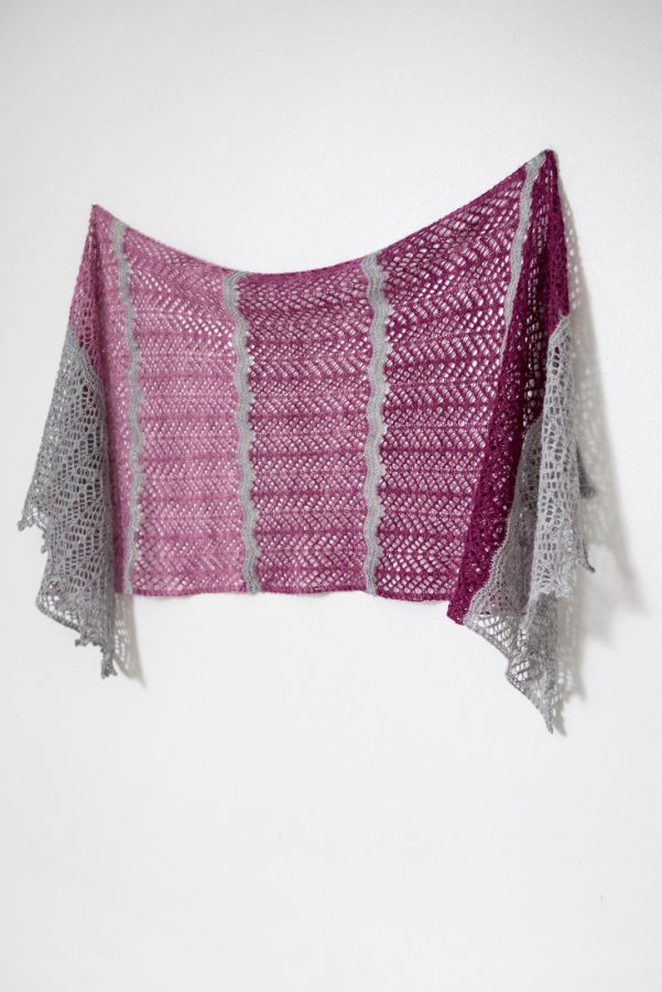 Softly Spoken rectangle shawl pattern from Woolenberry