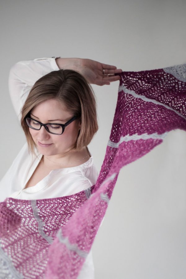 Softly Spoken rectangle shawl pattern from Woolenberry