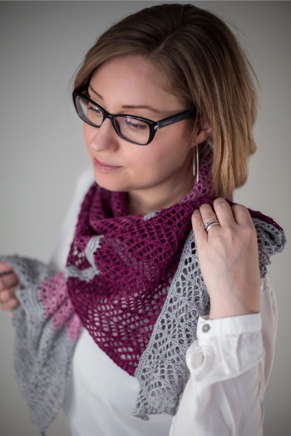 Softly Spoken rectangle shawl pattern from Woolenberry