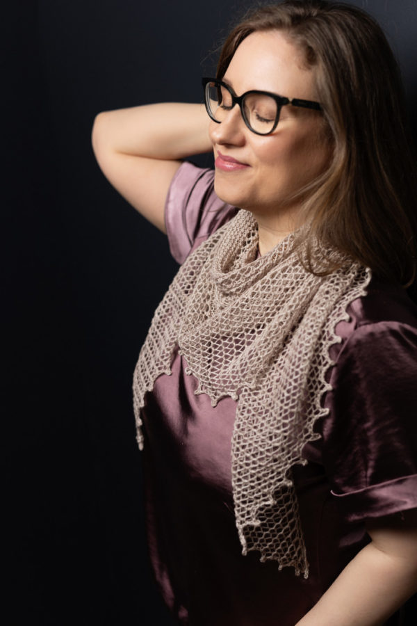 Gossamer – One skein shawl knitting pattern with garter stitch and lace. Perfect for your favourite fingering weight yarn!