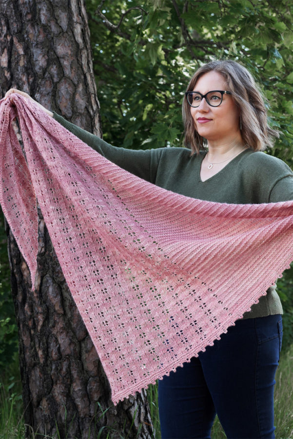 Rose Petals shawl pattern from Woolenberry