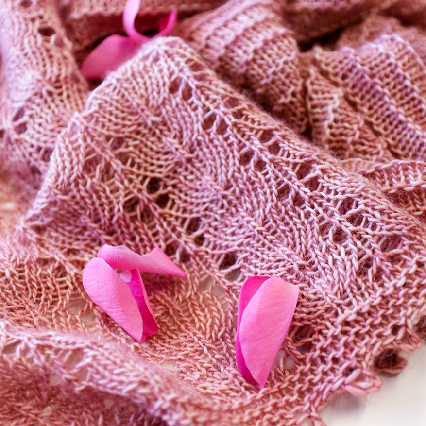 Rose Petals shawl pattern from Woolenberry