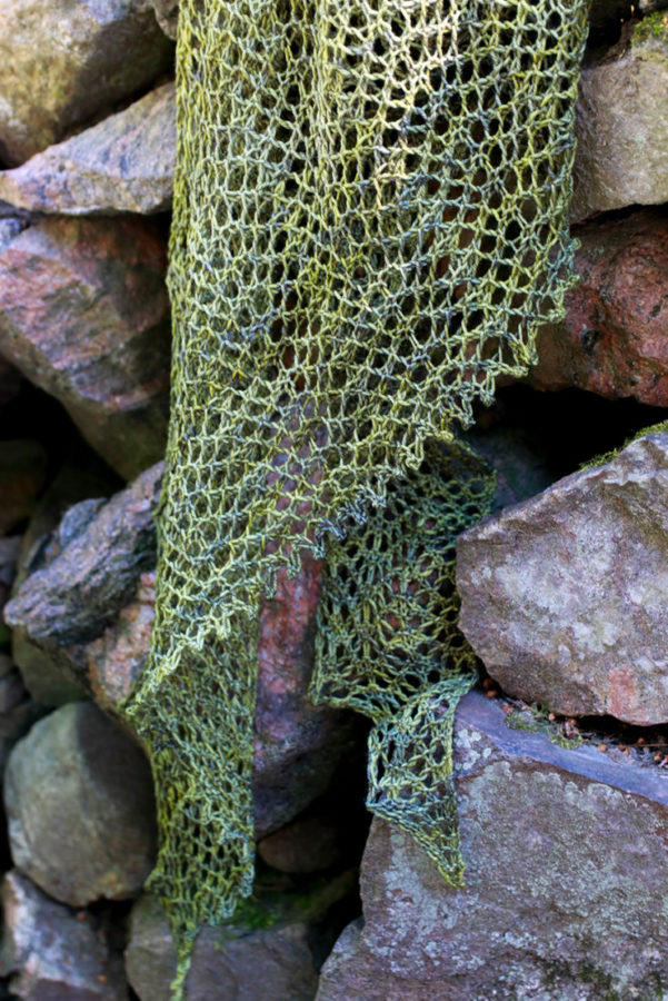 Velvet Moss shawl pattern for one skein of fingering weight yarn