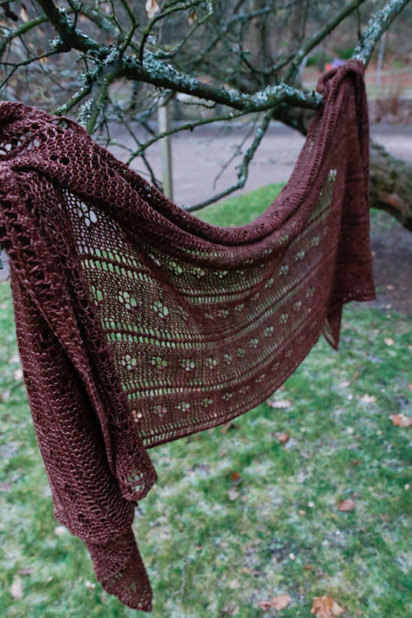 Forest Floor rectangle shawl pattern from Woolenberry