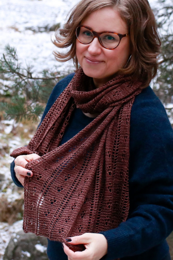 Forest Floor rectangle shawl pattern from Woolenberry