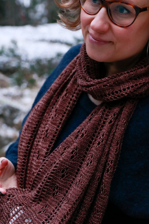 Forest Floor rectangle shawl pattern from Woolenberry