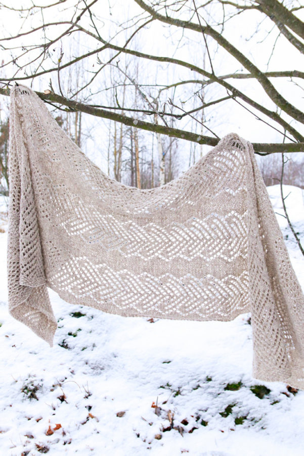 Winter Sleep rectangle shawl pattern from Woolenberry