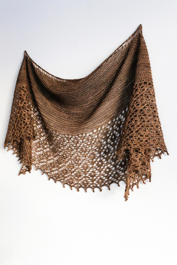 Flicker shawl pattern for one skein of fingering weight yarn.
