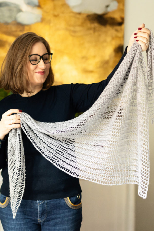Still Waters – Easy one skein shawl knitting pattern with simple lace and garter stitch