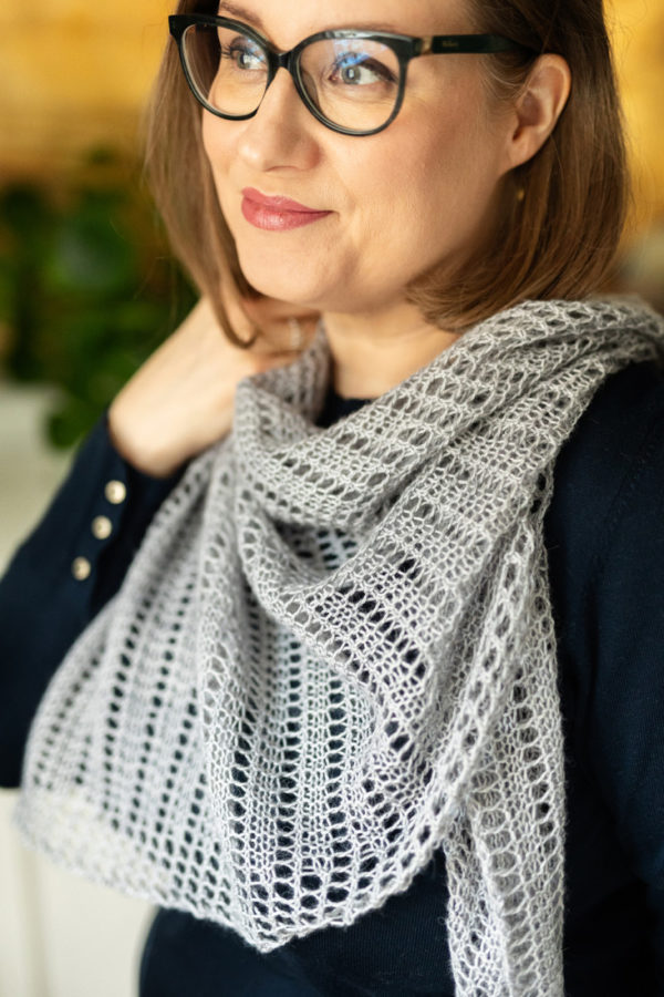 Still Waters – Easy one skein shawl knitting pattern with simple lace and garter stitch