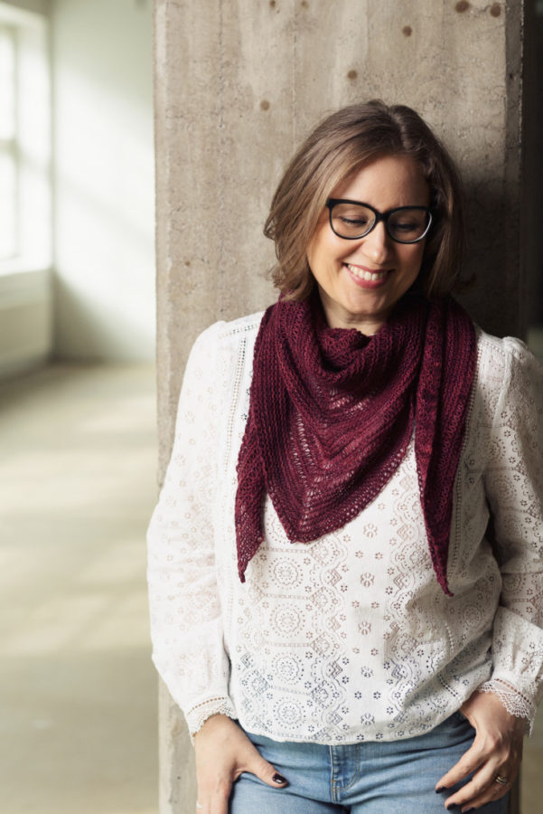 Citadel – Modern one skein shawl with garter stitch and dropped stitches.